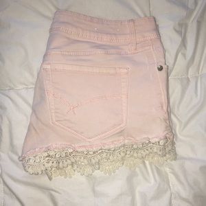 Peach Lace Jean Shorts